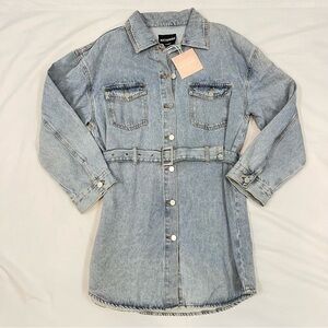 WesternCore Button-Down Long Sleeve Denim Shirt Dress w/Belt NWT Women’s XL